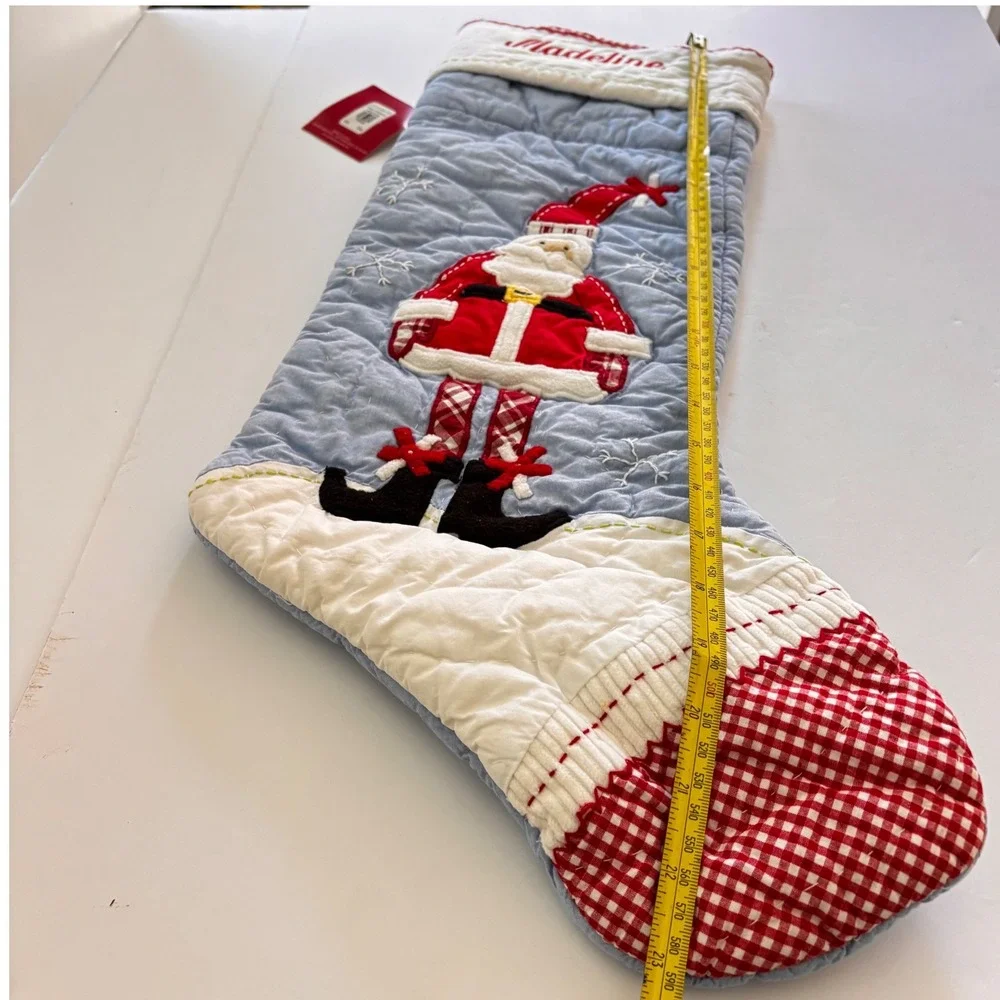 Pottery‎ Barn Kids Christmas Stockting Santa Quilted Personalized Madeline